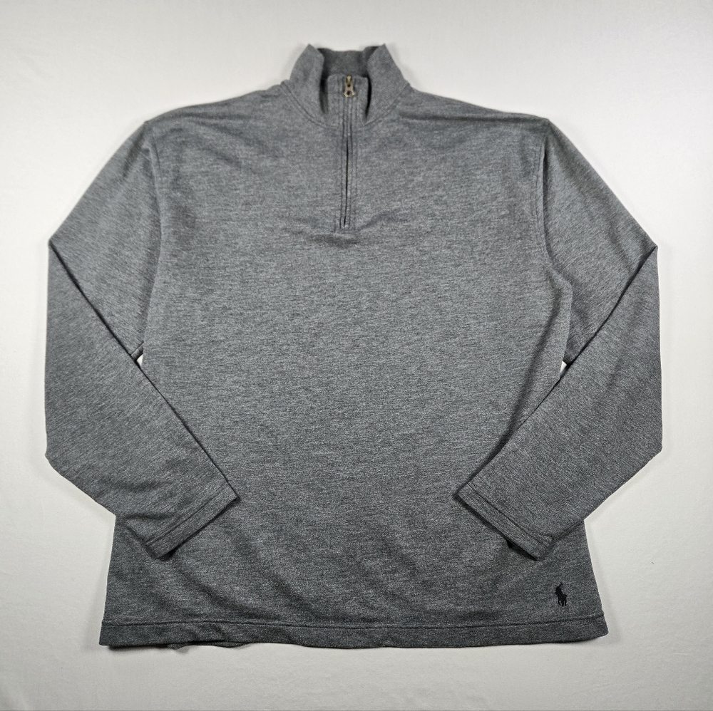 Polo Ralph Lauren Estate Rib Quarter-Zip Pullover Gray Preppy Size L
